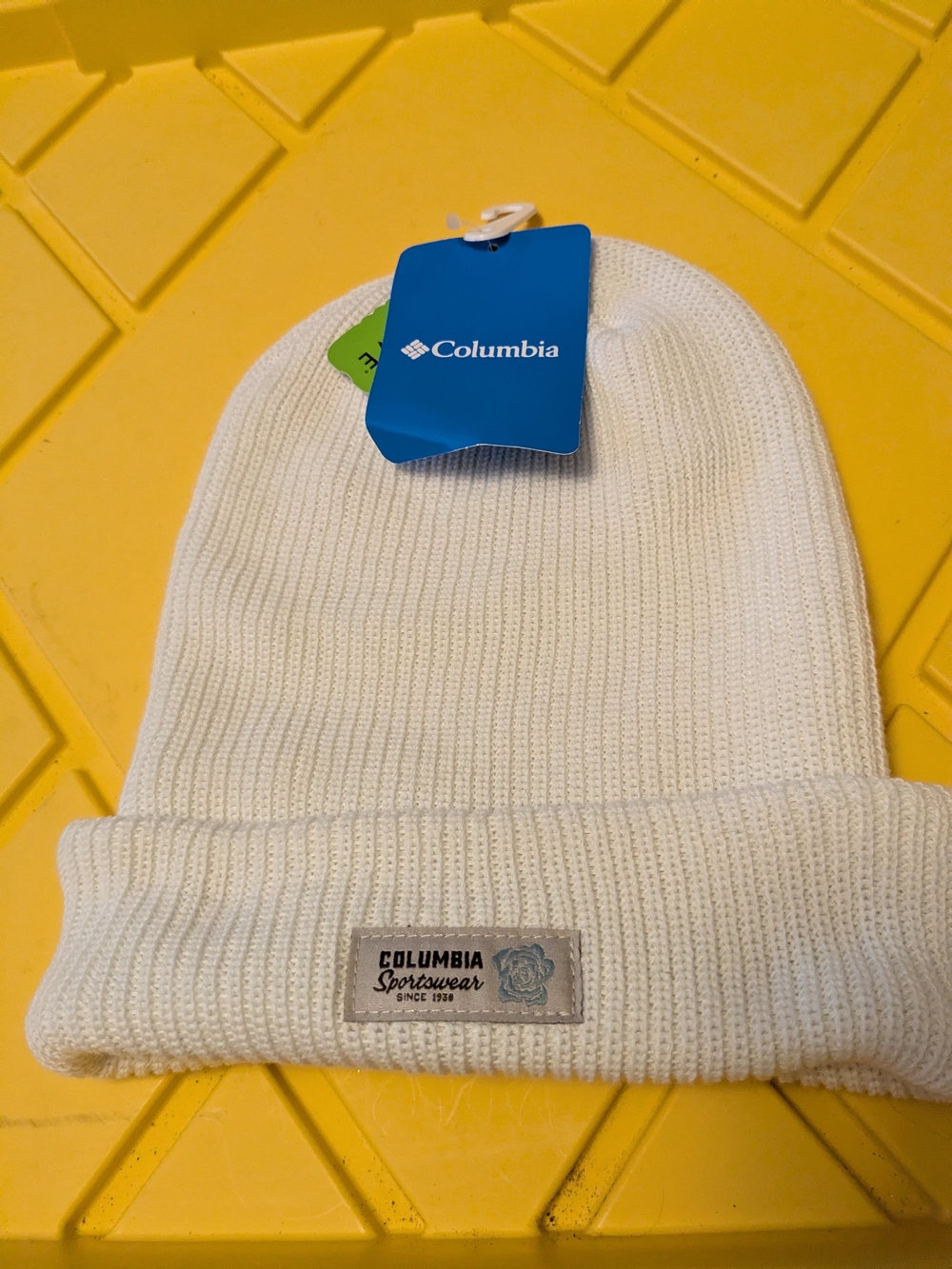 Columbia White Knit Cuffed Beanie